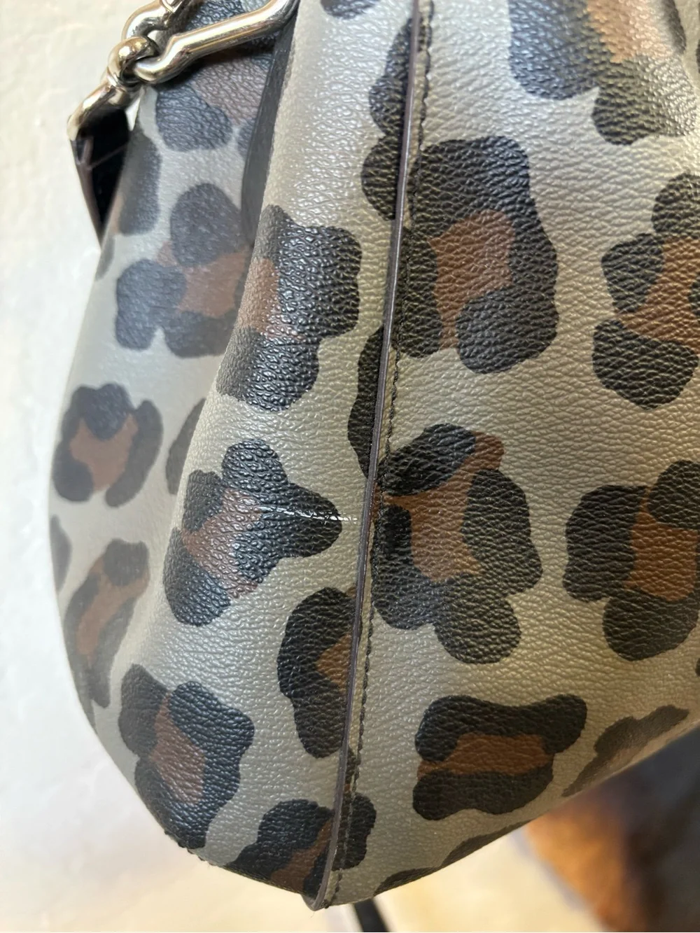 COACH Leopard-Print Satchel in Grey and Black
